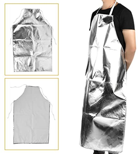 Hitzebeständige Schürze, Aluminiumfolienschürze, Arbeitsschürze, 1000 Grad Hitzebeständige Aluminiumfolienschürze, Hochtemperatur-Arbeitsschürze, Verbrennungsschutz, Kochen, Grillen