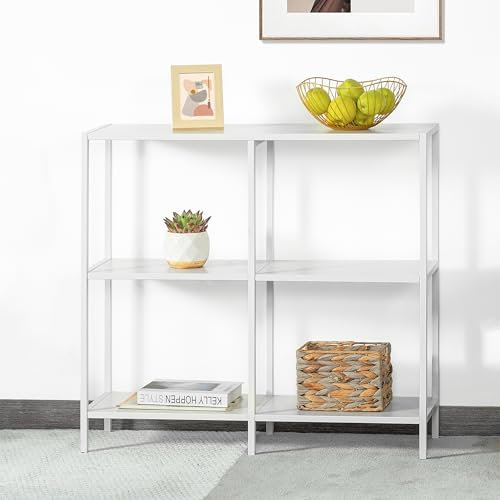 HDANI Mesa Consola de Metal de 80cm con 3 Estantes de Almacenaje (Blanco, 80x25x75cm)