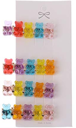 caralin Candy Color Cartoon Panda Bear Hair Clips Mixed Gummy Bear Barrette Candy Hairpins Hair Accss for Family Gathering, As Pic Shows