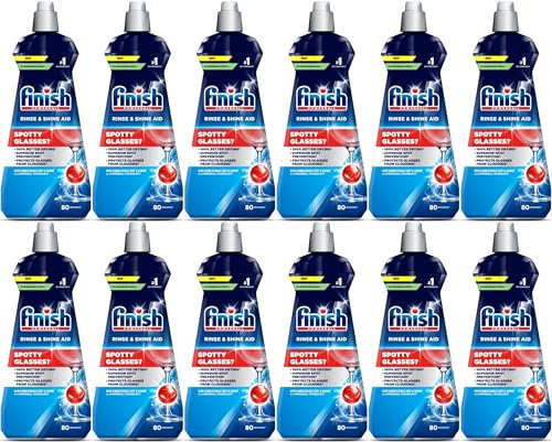 Finish Dishwasher Rinse & Shine Aid | For Drier Glasses and Spot Prevention | Pack of 12, 400ml each | Packaging May Vary