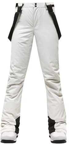Pantaloni da sci da donna, impermeabili, invernali, per attività all'aperto, antivento, caldi, softshell, escursionismo, pesca, sci, neve, foderati, traspiranti, comodi, bianco, XXL