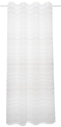 Sehlbach Cortinas confeccionadas Cinta de Cortina, Rayas Tejidas con Hilo de Efecto Colorido, Blanco, 135 x 245 cm Cortinas, Opacas, Cierre versátil, Certificado Oeko-Tex