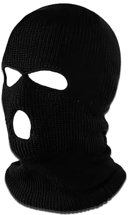 XWLEYW 3 Hole Knitted Balaclava Black - Full Face Cover Balaclava for Men, Men's Balaclavas Ideal for Halloween Thermal Winter Ski Protection
