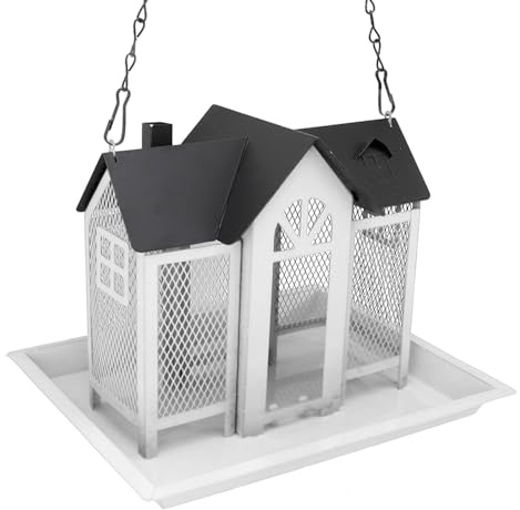 Sxhlseller Stazione di Mangimi per Uccelli, Casa per Rifornimento per Uccelli Sospeso Multi Funzionale Facile da Ricaricare per il Giardino del Patio (WHITE)