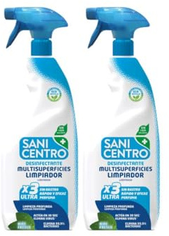 SANI CENTRO Desinfectante Multisuperficies en Spray, Sin Lejía, 750 ml, Pack de 2 Unidades