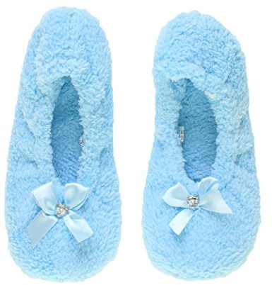 AJVANI Womens ladies elastic slip on fleece winter heart gem bow slippers non slip socks size