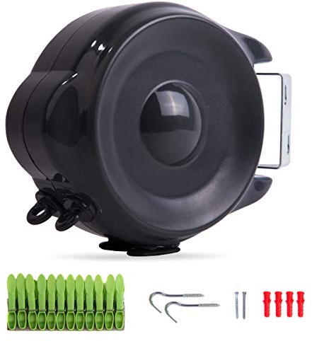 JS Hanger Retractable Clothesline Outdoor Indoor Laundry Line - 99 FT Double Lines Heavy Duty Wall Mounted Washing Line, 30M Portable Clothes Drying Line with 24pcs Free Pegs (Black)