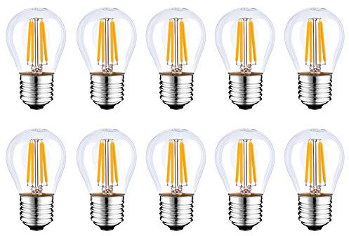 HUAMu E27 bombilla LED de bajo consumo,4W,bombilla incandescente equivalente a 40W, 2700K blanco cálido,tornillo transparente Edison,400 lúmenes,adecuado para el hogar/negocio,AC220-240V,10 paquetes