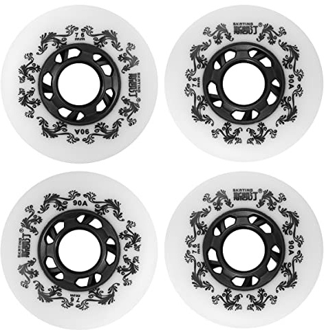 SGARQI 4-Pack Inline Skate Wheels Outdoor 90A Freestyle Durable Tire72mm 76mm 80mm for Choose Hockey Roller Blades Replacement Wheel with Bearings and Aluminum Spacers (80MM, White)