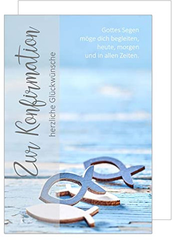 Edition Seidel Premium Glückwunschkarte zur Konfirmation mit Umschlag. Konfirmationskarte Karte Grusskarte Fische Meer Junge Mädchen (KF273a SW022)