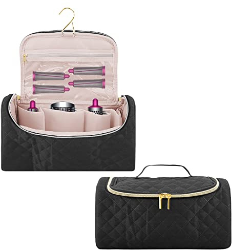 Linkidea Sac de Transport de Voyage Compatible avec Dyson Airwrap Styler, étui de Rangement Portable à Suspendre avec Poches latérales en Filet, Organisateur d'accessoires de sèche-Cheveux (Noir),