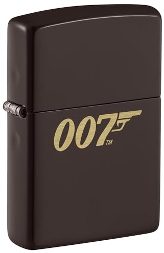Zippo - Briquet Tempête Motif James Bond, Marron, Gravure Laser, Rechargeable, Réutilisable, Coupe-Vent, Coffret Cadeau, Fabriqué Aux États-Unis