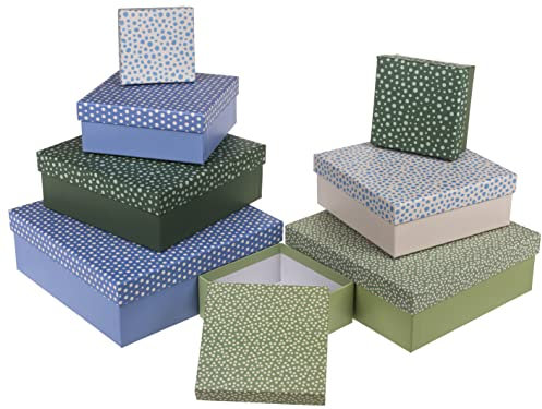 8-teiliges Set Geschenkschachteln Geschenkboxen Geschenkkarton, 8 Stück Geschenkkartonage Boxenset Weihnachten Geburtstag Hochzeit, ca. 22,5 x 22,5 x 8 cm (Mehrfarbig mit Minimalistic Design)