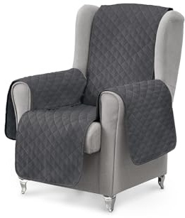 Textilhome Sofaschoner Relax Luka – Sofa- & Sesselschoner für 1-Sitzer (55 cm), gepolstert & wendbar, Sofaüberwurf und Sofaschutz in Grau, Oeko-TEX® Zertifiziert