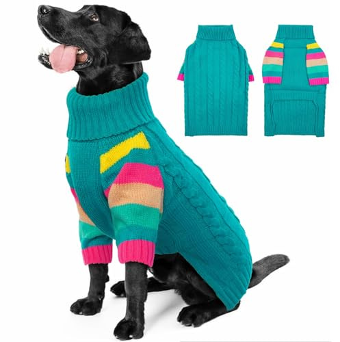 OUOBOB XLarge Dog Sweaters Male Female, Large Dog Sweater Turtleneck Stretchy, XL Dogs Sweaters for Winter Spring Autumn Christmas, Sweater for Extra Large Dogs Collie Pitbull, Pet Knitwear XL