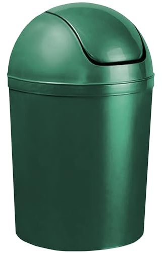 Home Centre Compact Plastic Swing Top Waste Bin 5 Litre Green House Office Bathroom Lobby Dustbin Convenient Flap Cylindrical Shape Hygienic Waste Disposal Versatile Daily Usage