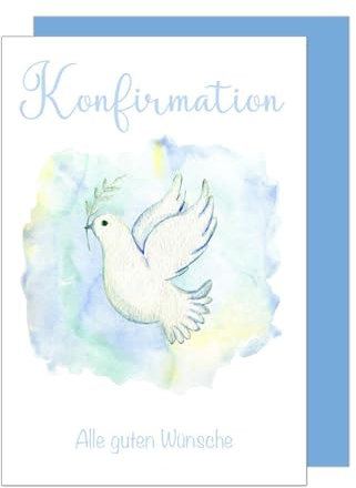 Edition Seidel Premium Glückwunschkarte zur Konfirmation mit Umschlag. Konfirmationskarte Karte mit Spruch Grusskarte Taube Vogel Junge Mädchen (KF318 SW024)