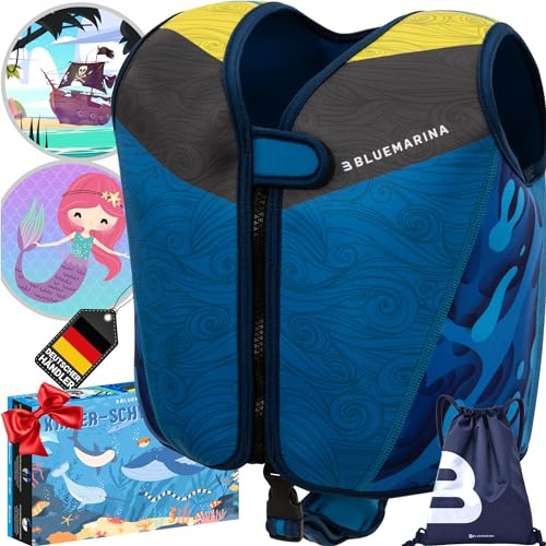 Bluemarina Schwimmweste für Kinder | Verschiedene Größen von Kleinkind bis Baby - Schwimmlernhilfe - Schwimmhilfe - Schwimmflügel - Schwimmring - Schwimm Weste für Kind ab 1-9 Jahren (Laguna, M)