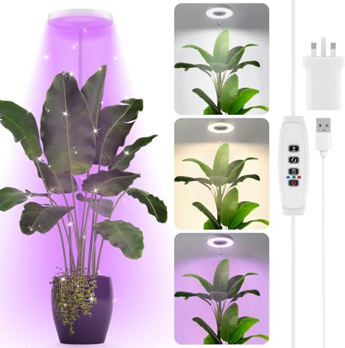 Pflanzenlampe LED Vollspektrum, Grow Lampe für Zimmerpflanzen, 72 LEDs Pflanzenwachstumslampe, Höhenverstellbar Bis 160 cm, 3 Farbmodi mit 360°Schwanenhals,Timer (3/9/12 Stunden),10 Helligkeitsstufen
