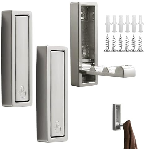 DHSWNNG 3 PCS Foldable Wall Hook for Hanging, Heavy Duty Folding Coat Hooks Folding Wall Hook Mount Closet Hooks Flip Down Hooks for Hanging Towels Hats Keys Coats