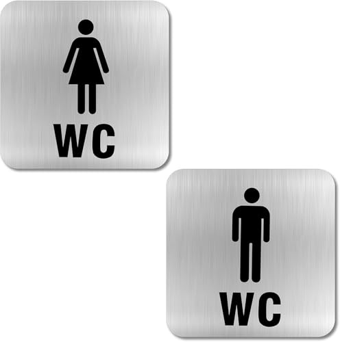 Wc Schild Selbstklebend, 2 StüCk Toilettenschilder Damen Herren, Edelstahl Toilettenschild Selbstklebend, Ideales GäSte Wc Schild, Kann In Einkaufszentren, Im Freien Und Zu Hause Verwendet Werden