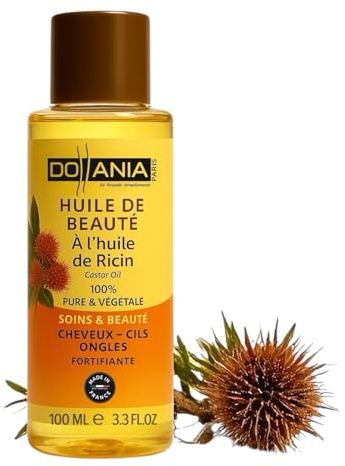 Huile de ricin 100% pure & naturelle – Soin cheveux, cils, sourcils, ongles & barbe – Pressée à froid – Made in France – Dollania – 100 ml Vegan