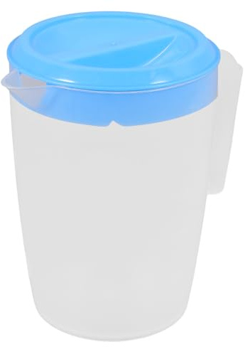 JECOMPRIS Blue Water Pitcher with Lid Small Round Juice Jug for Fridge Leak Resistant Drink Container for Cold Beverages Dishwasher Safe Suitable for Lemon Juice and Water Storage