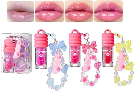 Set Di 3 Lucidalabbra Idratanti, Lucidalabbra Che Cambiano Colore, Graziosi Braccialetti, Olio per Le Labbra, Gel per Lipgloss per Donne