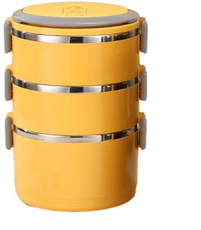 Eawfgtuw Boîte à déjeuner isotherme empilable en acier inoxydable avec joint étanche, récipient thermique à 3 couches pour repas chauds et froids, portable pour le bureau, (B)