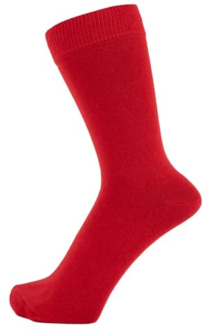 ZAKIRA Calzini in Cotone Pettinato - Calzini Eleganti Tinta Unita per Uomo e Donna, 40-46 (EU), Rosso