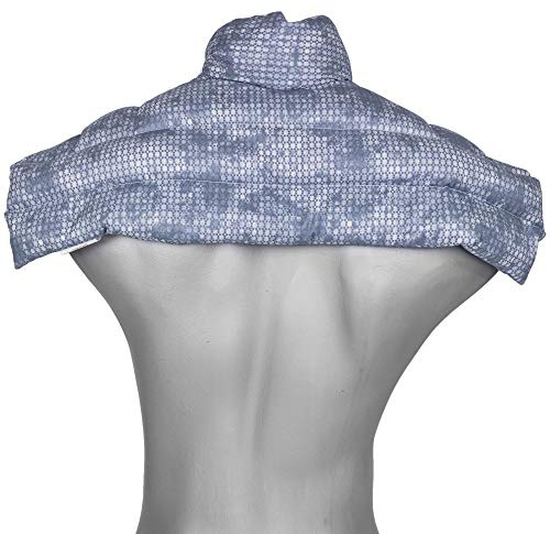 Coussin épaules et nuque avec col aux noyaux de cerises - Coussin thermique - Coussin aux graines pour la nuque - grand (Design: used look bleu-gris)