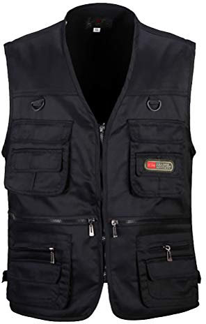 Daoba Herren Safari-Weste mit vielen praktischen Taschen, funktionale Arbeitsweste, Outdoor-Weste