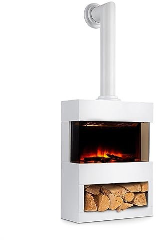 Klarstein Chimenea Electrica de Pie, Estufa sin Leña de Interior, Chimeneas Electricas Decorativas 1800W, Llama LED, Chimenea Decorativa Falsa, Mando a Distancia, Temporizador y Termostato Ajustable