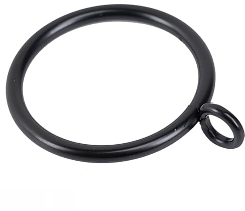 Curtain Rings with Eyelet for Curtain Rods 1.25 Inch Inner Diameter Metal Drapery Eyelet Curtain Rings Black 24 Pcs Exselens