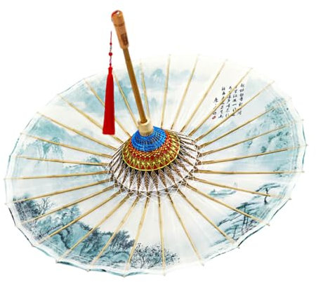 AMZBNEIDI Ombrello classico cinese in carta oleata Carta oleata fatta a mano puramente con costole ispessite, parasole orientale estivo for feste di nozze, decorazione cosplay(100CM)