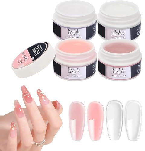 Gel de construcción UV de 4 colores, pegamento de uñas postizas sólido, gel de construcción UV para proteger las uñas rotas, fortalecimiento de las uñas, manicura de reparación, 15 m
