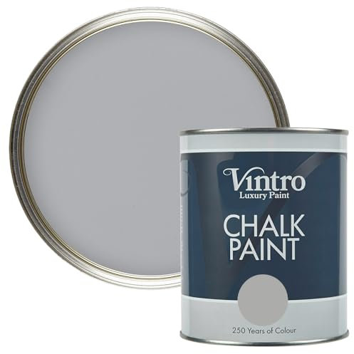 Vintro Paint - Chalk Paint for Furniture, Walls and Woodwork. Interior Use. Quick Dry. 1 Litre (Light Grey - Lincoln Grey)