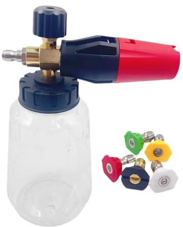 Lanzador De Espuma Para Lavado De Coches - Pistola De Agua A Presión Para Lavado De Vehículos,Accesorio de Jabón con 5 Boquillas para Limpieza de Vehículos, Techos y Pavimento