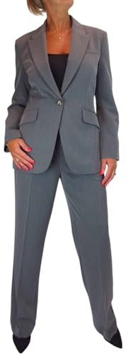 Paulo Due Women's 2 Piece Trouser Suit Fully Lined Blazer Marl Grey (16)