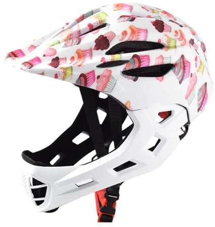 rockible Kids Bike Helmet Cycling Helmets Lightweight Kids Full Face Bike Helmet Bicycle Biking Helmets for Kids Boys Girls Riding Roller Skating Outdoor (White-Cake Pattern)