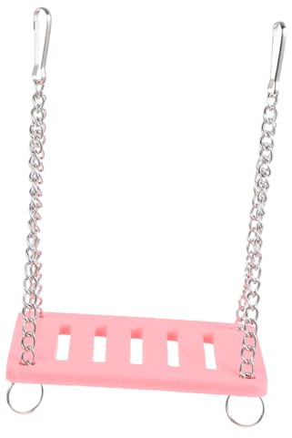 HIAKDOFT Balançoire pour Hamster Simple et Amusante en Matériau Naturel et Métal Enrichissement Rose pour Petits Animaux de Compagnie Maison DIY pour Hamster
