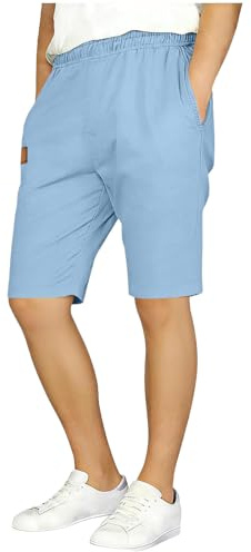 duxyoz Short d'été léger mi-long pour adolescents et garçons de 5 à 15 ans, bermuda athlétique décontracté à coupe ample confortable avec poches, pour la gym, la course à pied, Bleu clair., 11-12 ans