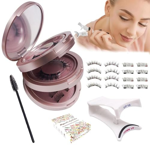 BKEPDY Pestañas Magnéticas Naturales Reutilizables Estuche Espejo Aplicador Incluido Pestañas Postizas Aspecto Natural