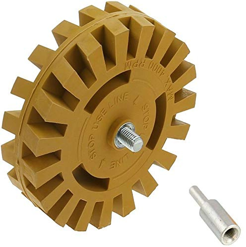 4 pollici Gomma gomma adesivo adesivo adesivo gessato decalcomania rimozione grafica con adattatore trapano per la rimozione di gessati, adesivi, decalcomanie in vinile adesivo (26mm)