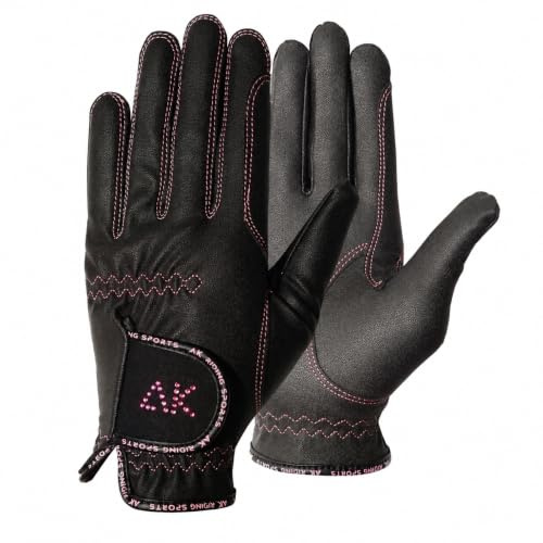 AK Horse Riding Gloves for Ladies & Kids – Equestrian Gloves with Stones, Non-Slip Grip, Breathable & Comfortable – AKRS-6710