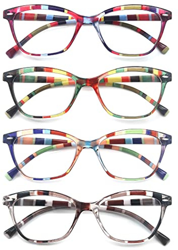 HEEYYOK Gafas de Lectura Mujer,Rectangulares +0.50 Gafas de Presbicia Mujer,Montura Ligera con Estampado de Flores.