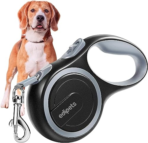 Edipets, Extendable Dog Leash, Retractable, 3, 5 and 8 Metres, Flexible Tape for Training and Walking, with Safe and Brake, Design and Comfortable Grip (Gray, 5 Metres up to 50kg)