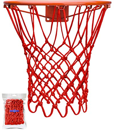 XXXYYY Red Basketball Net Replacement Heavy Duty, 2022 Professional On-Court Quality [6.88Ounce], Fits Outdoor Indoor Standard 12 Loops Rim, All Weather Anti Whip