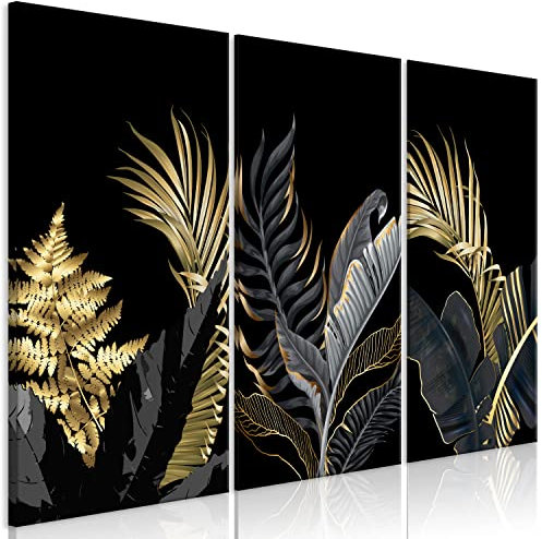 murando Acoustic Canvas Wall Art Tropical 135x90 cm / 153 x 35 picture with acoustic foam sound absorption print image Artwork 3 pcs room acoustics soundproofing fern Palm tree b-C-1019-b-e