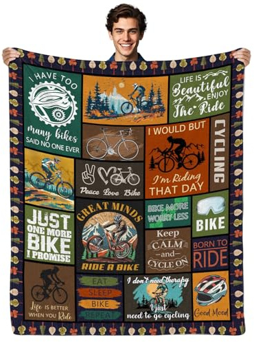 Fiwbnasz Bicycle Enthusiast Gift, Gifts for A Bicycle Enthusiast, Gifts for Cyclists Men, Bike Lover Gift for Men, Mountain Bike Accessories for Teens, Bike Riders Blanket 50 x 60